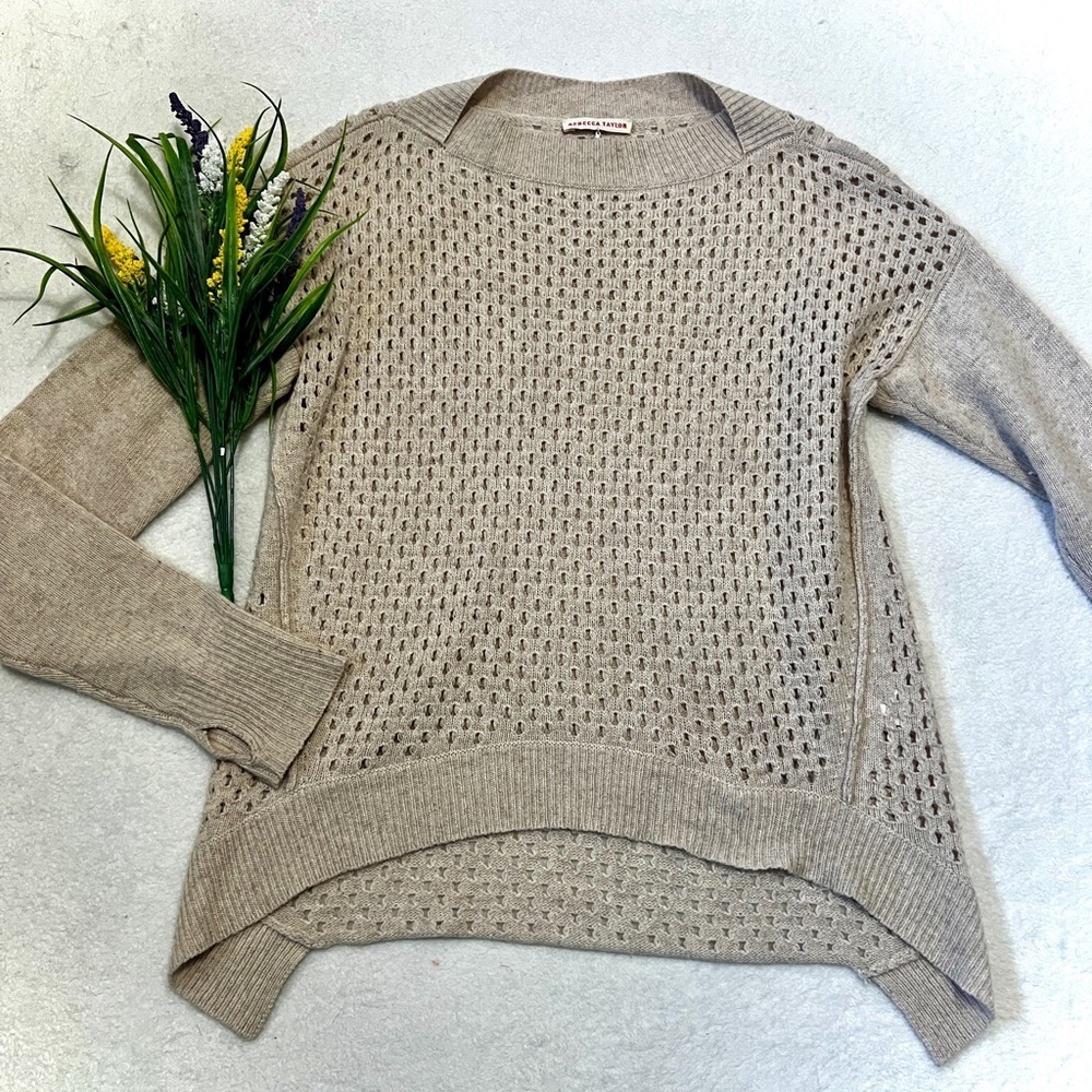 Rebecca Taylor Wool & Cashmere Blend Open Knit Sweater - Large